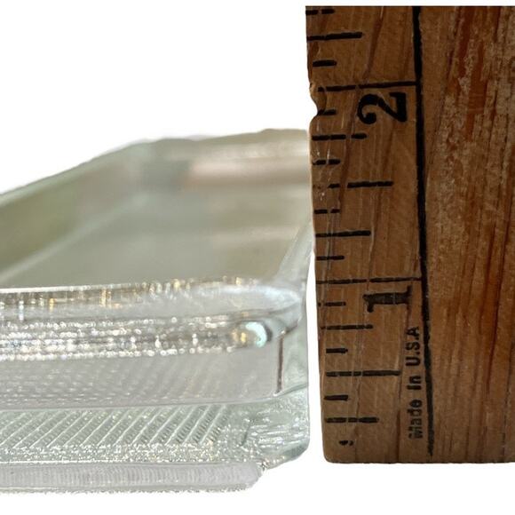 VTG Clear Texture Glass Rectangle Tray Dish Condiment Jewelry Soap Trinket Retro - Picture 4 of 4